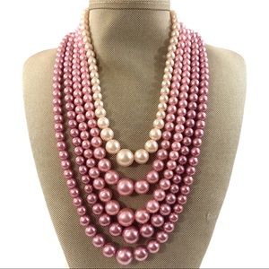 VTG 50s Faux Pearl En esclavage Statement Necklace